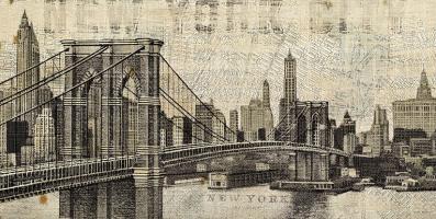 Vintage NY Brooklyn Bridge Skyline #12975 Vintage NY Brooklyn Bridge Skyline #12975
