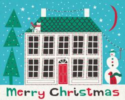 Jolly Holiday Home on Blue Merry Christmas #37371