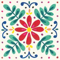 Floral Fiesta White Tile VI #41525