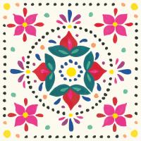 Floral Fiesta White Tile VIII #41527 Floral Fiesta White Tile VIII #41527