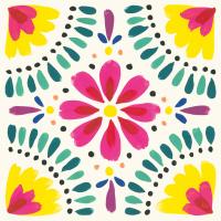 Floral Fiesta White Tile X #41529 Floral Fiesta White Tile X #41529