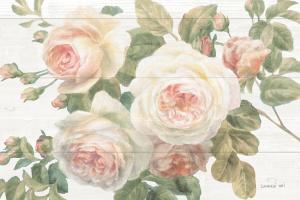 Vintage Roses White on Shiplap Crop #44831 Vintage Roses White on Shiplap Crop #44831