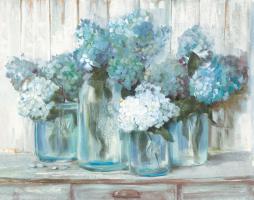 Hydrangeas in Glass Jars Blue #46617 Hydrangeas in Glass Jars Blue #46617