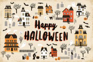 Spooky Village I Cream #48103 Spooky Village I Cream #48103