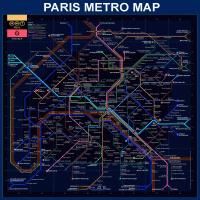 Paris Metro Map- Blue #BE113620 Paris Metro Map- Blue #BE113620