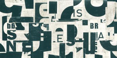 Collaged Letters Dark Green B #91311 Collaged Letters Dark Green B #91311