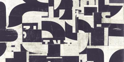 Collaged Letters Purple A #91322 Collaged Letters Purple A #91322