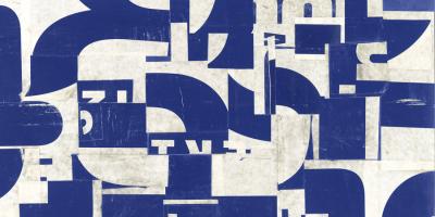 Collaged Letters Blue A #91328 Collaged Letters Blue A #91328