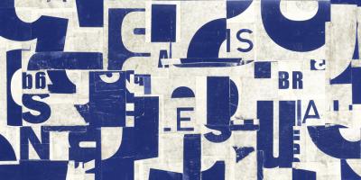 Collaged Letters Blue B #91329 Collaged Letters Blue B #91329