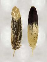 Gold Feather Pair on Silver #JBC114220 Gold Feather Pair on Silver #JBC114220