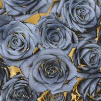 Roses - Blue on Gold #KTB113451 Roses - Blue on Gold #KTB113451