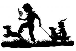 Child Pulling Wagon and Dog #76038 Child Pulling Wagon and Dog #76038