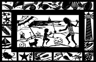 Seaside Scene with Border #76052 Seaside Scene with Border #76052