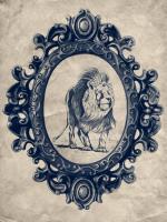 Framed Lion in Navy #89798 Framed Lion in Navy #89798