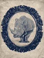 Framed Rhinoceros in Navy #89801 Framed Rhinoceros in Navy #89801