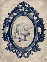 Framed Pig in Navy #89846 Framed Pig in Navy #89846