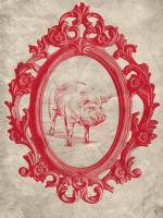 Framed Pig in Crimson #89848 Framed Pig in Crimson #89848