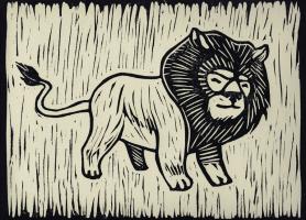 Lion Linocut #90952 Lion Linocut #90952
