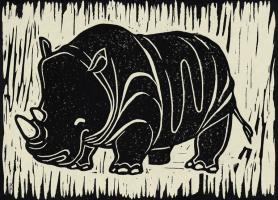 Rhino Linocut #90954 Rhino Linocut #90954