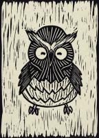 Owl Linocut #90960 Owl Linocut #90960
