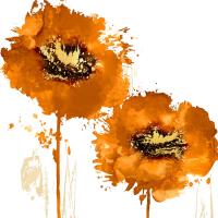 Flower Burst in Mandarin I #VAU113491 Flower Burst in Mandarin I #VAU113491