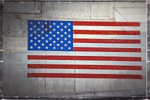 American Flag on Vintage Aircraft #92221 American Flag on Vintage Aircraft #92221