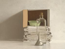 Cloths, Box, Bottle, Bowl and Funnel #IG 4574 Cloths, Box, Bottle, Bowl and Funnel #IG 4574